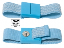 Wrist strap, light blue, 3 mm snap, LGA tested