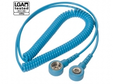 Coil cord, light blue, 2,4 m, 3/10 mm snap, LGA te