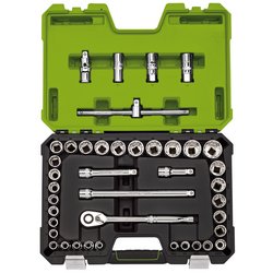 Draper Expert MM/AF Combined Socket Set, 1/2" Sq. Dr., Green (41 Piece)
