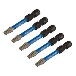 Draper Expert TX-STAR® Impact Screwdriver Bits, T25 x 50mm, 1/4" Hex (Pack of 5)