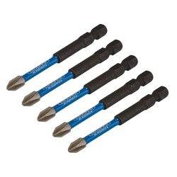Draper Expert Cross Slot/PH Type Impact Screwdriver Bits, No.2 x 75mm, 1/4" Hex (Pack of 5)