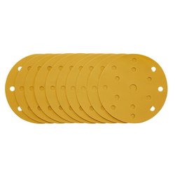 Gold Sanding Discs with Hook & Loop, 150mm, 400 Grit, 15 Dust Extraction Holes (Pack of 10)