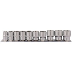 Socket Set on Metal Rail, 3/8" Sq. Dr. (10 Piece)