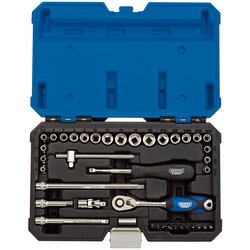 Draper Expert Combined MM/AF Socket Set, 1/4" Sq. Dr. (40 Piece)