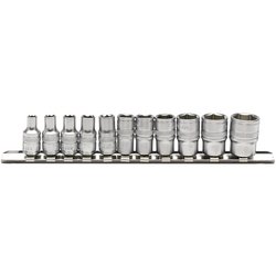 Draper Expert Imperial Socket Set on a Metal Rail, 1/4" Sq. Dr. (11 Piece)
