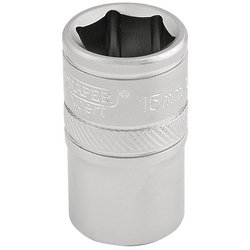Draper Expert 6 Point Metric Socket, 1/2" Sq. Dr., 15mm