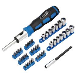 Ratchet Screwdriver Socket and Bit Set, 1/4" Sq. Dr. (40 Piece)