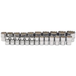 Draper Expert Loose Metric Socket Set, 1/2" Sq. Dr., Polished Chrome (23 Piece)