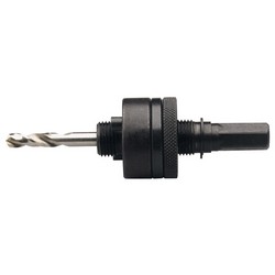 Locking Hex. Shank Holesaw Arbor with HSS Pilot Drill for Holesaws 32 - 210mm, 7/16" Thread