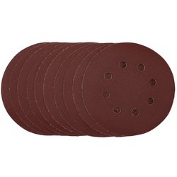 Punched Sanding Discs, 125mm, Hook & Loop, 240 Grit, (Pack of 10)