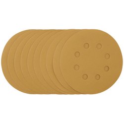 Gold Sanding Discs with Hook & Loop, 125mm, 400 Grit, 8 Dust Extraction Holes (Pack of 10)