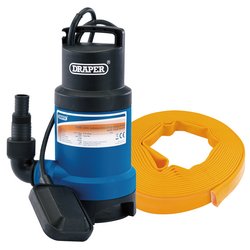 Submersible Dirty Water Pump Kit with Layflat Hose & Adaptor, 200L/Min, 10m x 25mm, 350W