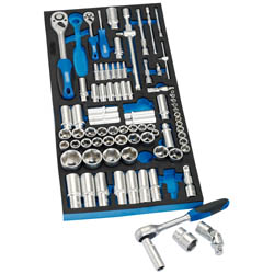 Socket Set in Full Drawer EVA Insert Tray, 1/4", 3/8", and 1/2" (84 Piece)