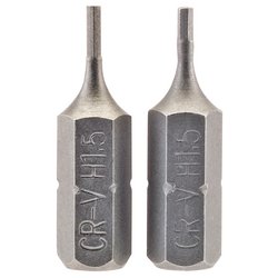 Hexagonal Insert Bit, 1.5mm, 1/4" Hex, 25mm Long (Pack of 2)