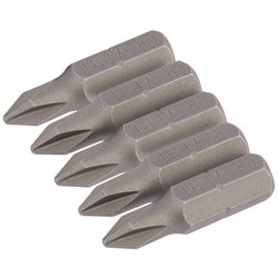 Cross Slot Insert Bit, 1/4" Hex, 25mm Long, No.1 (Pack of 5)