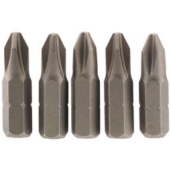 Cross Slot Insert Bit, 1/4" Hex, 25mm Long, No.2 (Pack of 5)