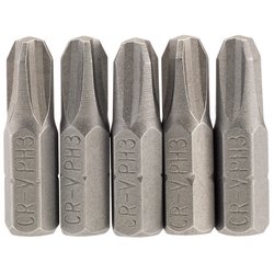 Cross Slot Insert Bit, 1/4" Hex, 25mm Long, No.3 (Pack of 5)