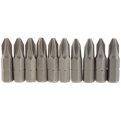 Cross Slot Insert Bit, 1/4" Hex, 25mm Long, No.2 (Pack of 10)