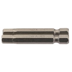 Hexagonal Insert Bit, 6mm, 1/4" Hex, 50mm Long (Pack of 2)