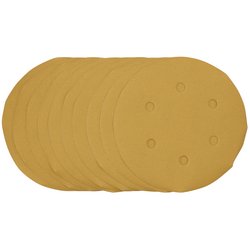 Gold Sanding Discs with Hook & Loop, 150mm, 400 Grit, 6 Dust Extraction Holes (Pack of 10)