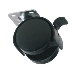 Twin Nylon Plate Castor with Brake, 40mm Diameter, S.W.L. 25kg