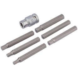 Draper Expert Hexagon Bit Set and Holder, 1/2" Sq. Dr., 6 - 12mm (7 Piece)