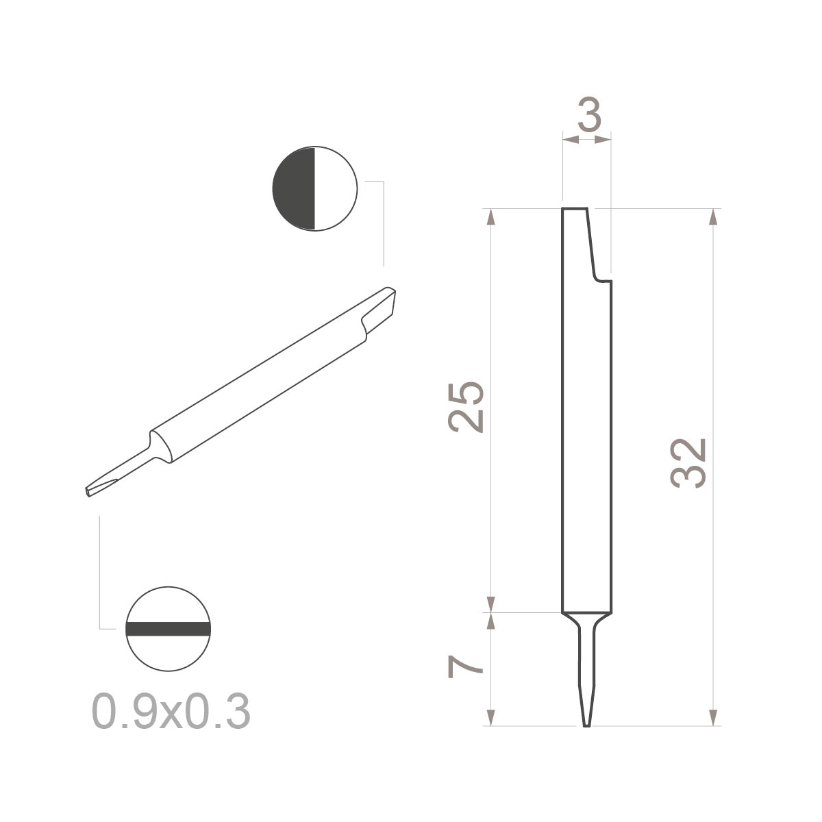 Ceramic blade (Bit) slot blade 0.9x0.3x32mm