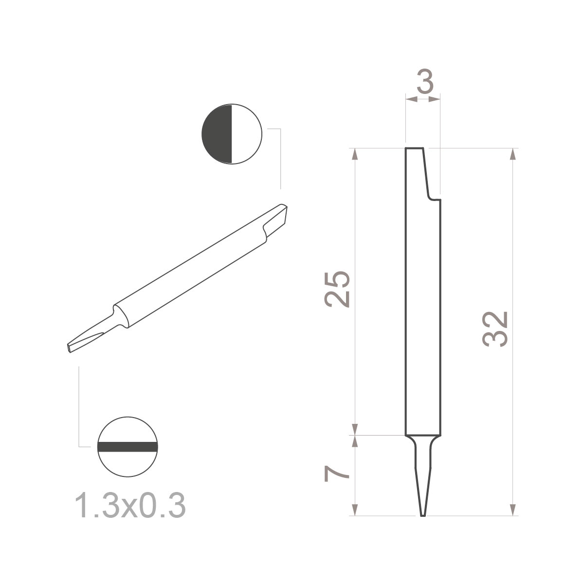Ceramic blade (Bit) slot blade 1.3x0.3x32mm