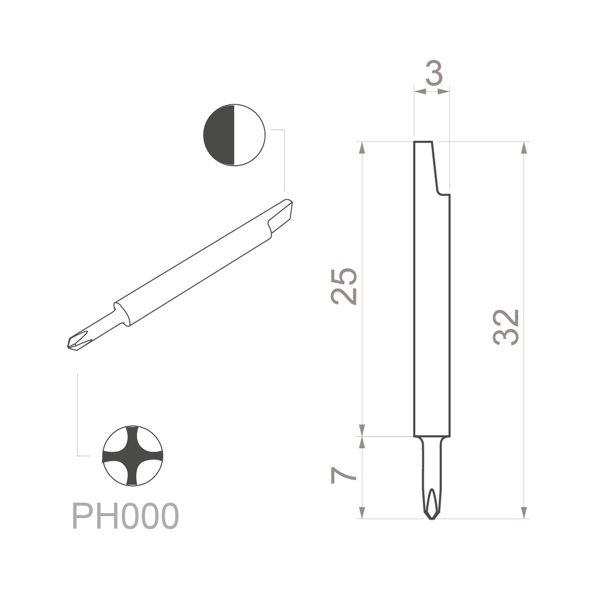 Ceramic blade (Bit) cross-recess PH000