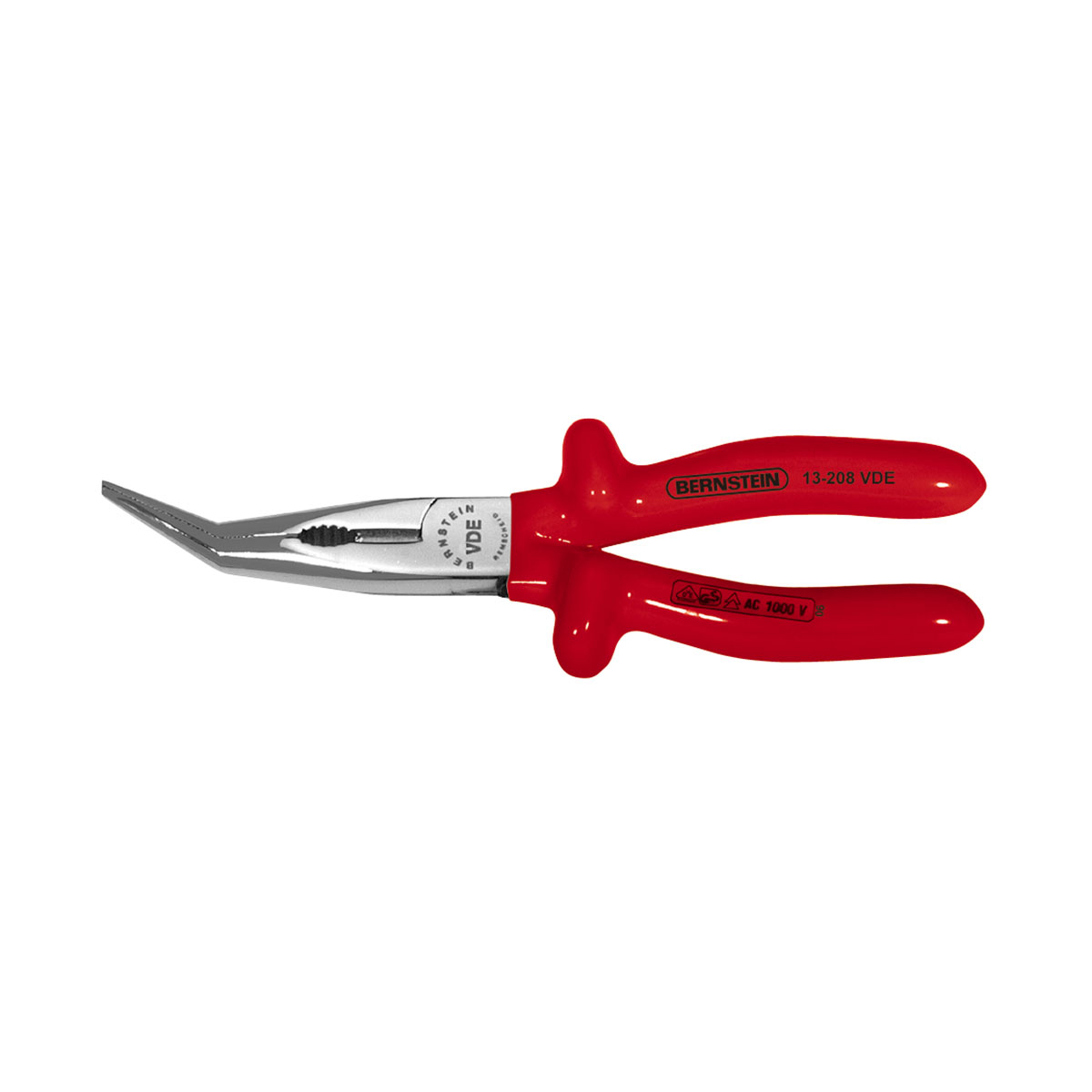 VDE telephone pliers 205mm serrated jaws bent with wire cutter