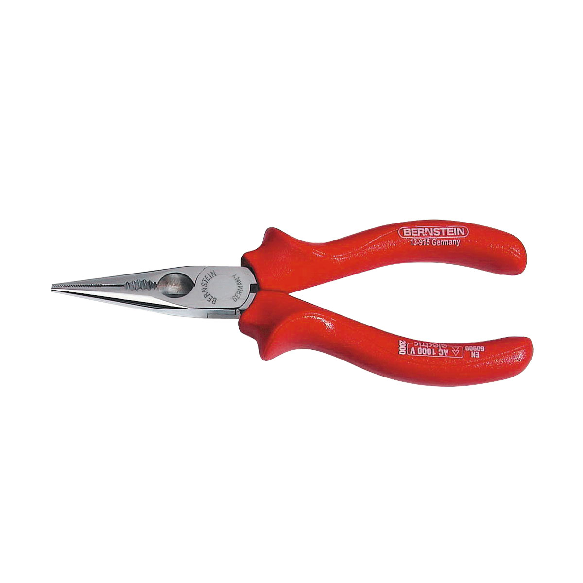VDE telephone pliers 160 mm serrated jaws straight with wire cutter