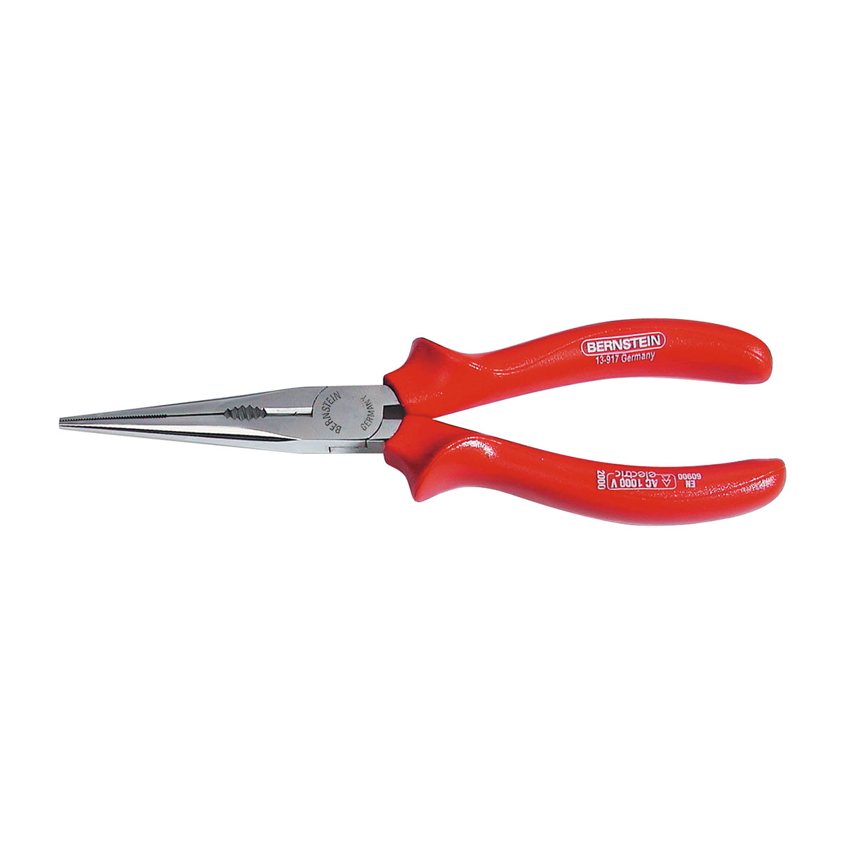 VDE telephone pliers 200 mm serrated jaws straight with wire cutter