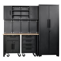Single Garage Workstation with Roller Cabinets