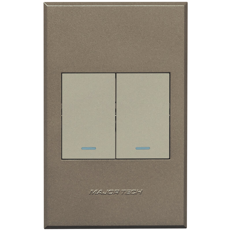 Two Lever 1 x Bell Press & 1 x Two- Way Light Switch - Titanium/Bronze