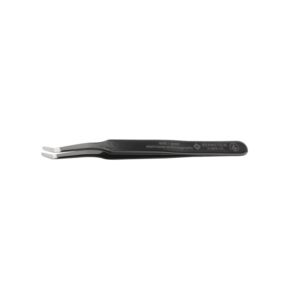 ESD SMD tweezers 125mm form 2acb stainless steel, dissipative