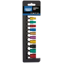 Draper Expert Metric Coloured Socket Set, 1/4" Sq. Dr. (10 Piece)
