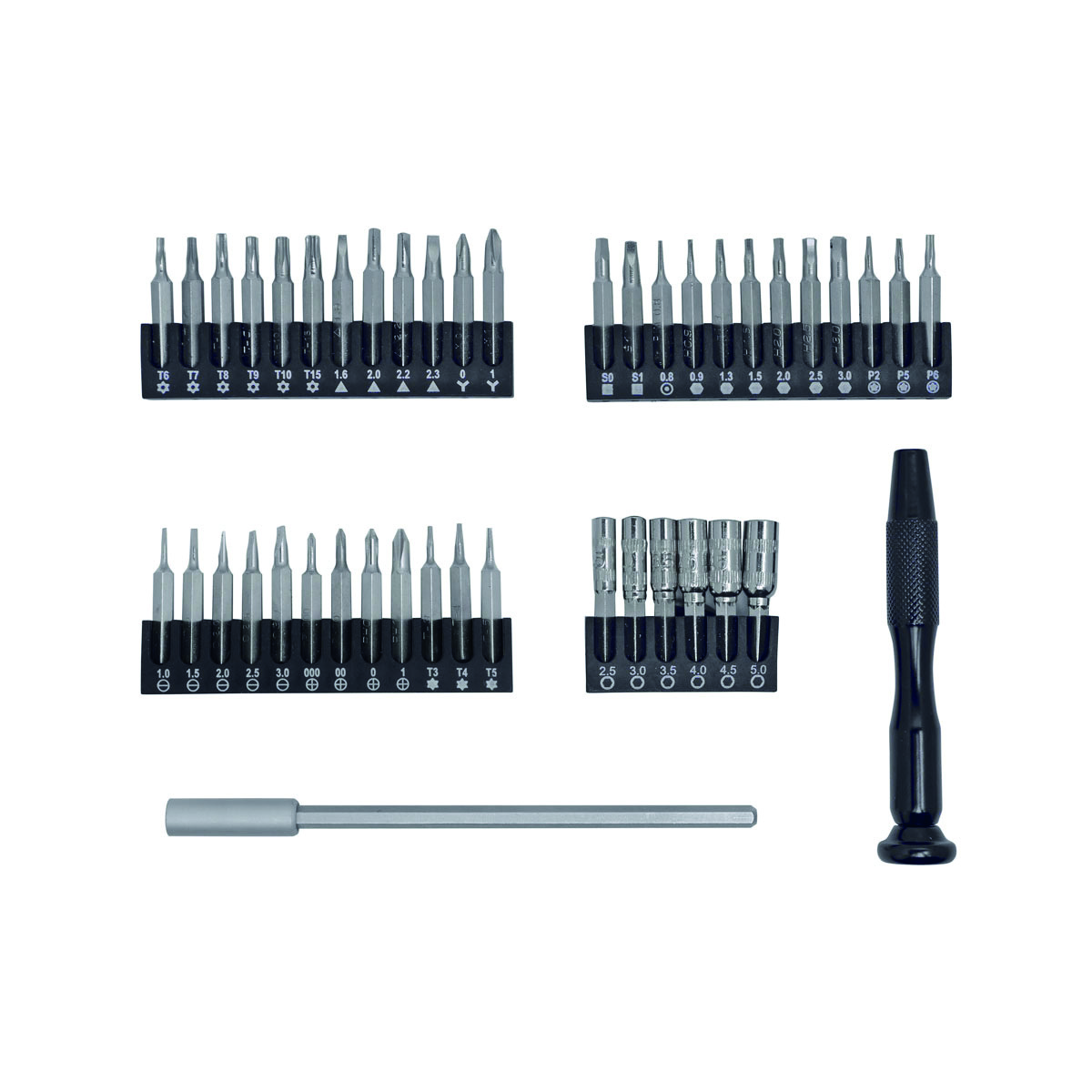ESD screwdriver bit set 44 pcs 4 bit bars 4mm (5/32 inch) hex bits+ESD handle+extension