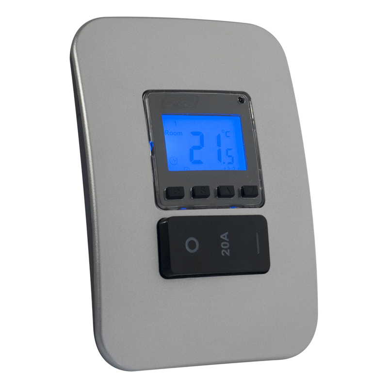 Digital Thermostat with Isolator Switch - Silver