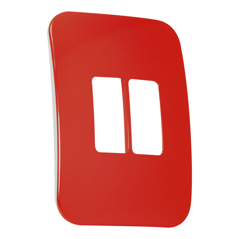 Two Single Module Vertical Cover Plate - Red