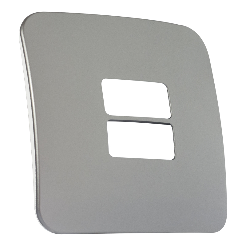 Two Single Module Horizontal Cover Plate - Silver