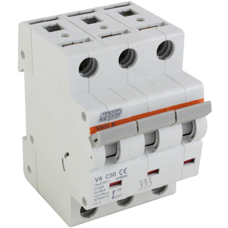 50A 6Ka Triple Pole MCB (C Curve)