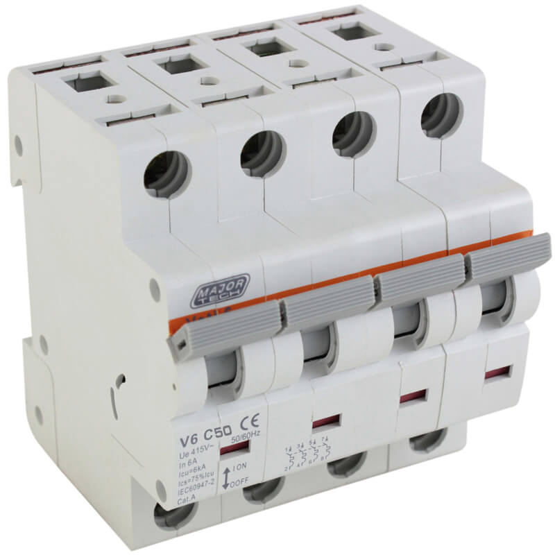 50A 6Ka Four Pole MCB (C Curve)