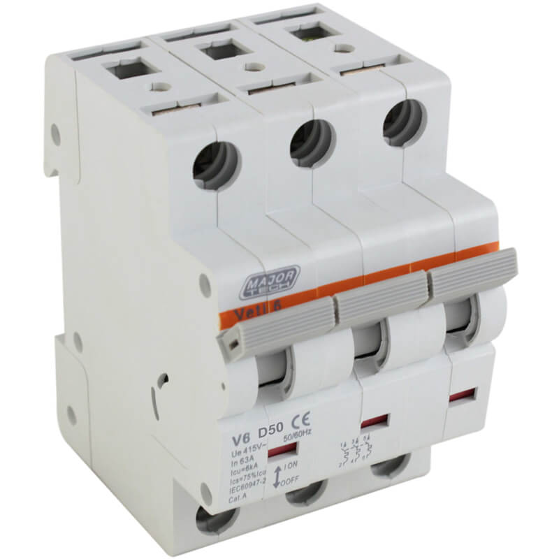 50A 6Ka Triple Pole MCB (D Curve)