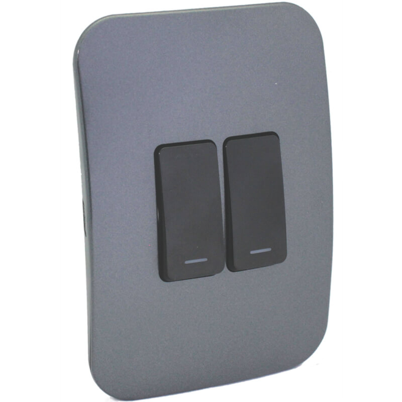 Two Lever Light Switch - Gun Metal